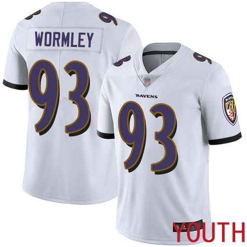 Baltimore Ravens Limited White Youth Chris Wormley Road Jersey NFL Football #93 Vapor Untouchable